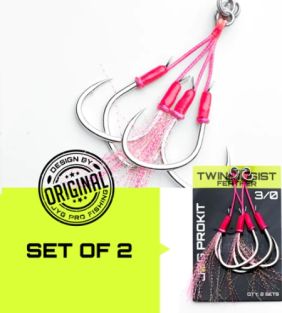 JYG PRO ANZUELOS ASISTENTES TWIN ASSIST FEATHER ROSA (2 PARES)