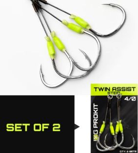 JYG PRO ANZUELOS ASISTENTES TWIN ASSIST STEEL 4/0 (2 PARES)